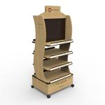 Vitamin Timber Display Stand Wooden Retail Shelving With Casters