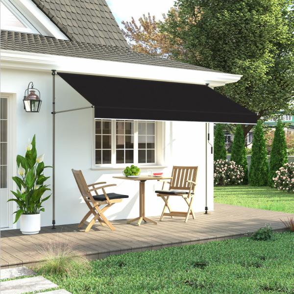 Clamp Awning 300 cm Wide Balcony Awning with Hand Crank Sun Protection No