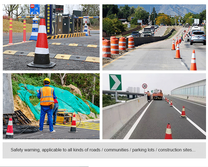 Roadway Safety High Visible Reflective Red PE Traffic Cones For Traffic Control