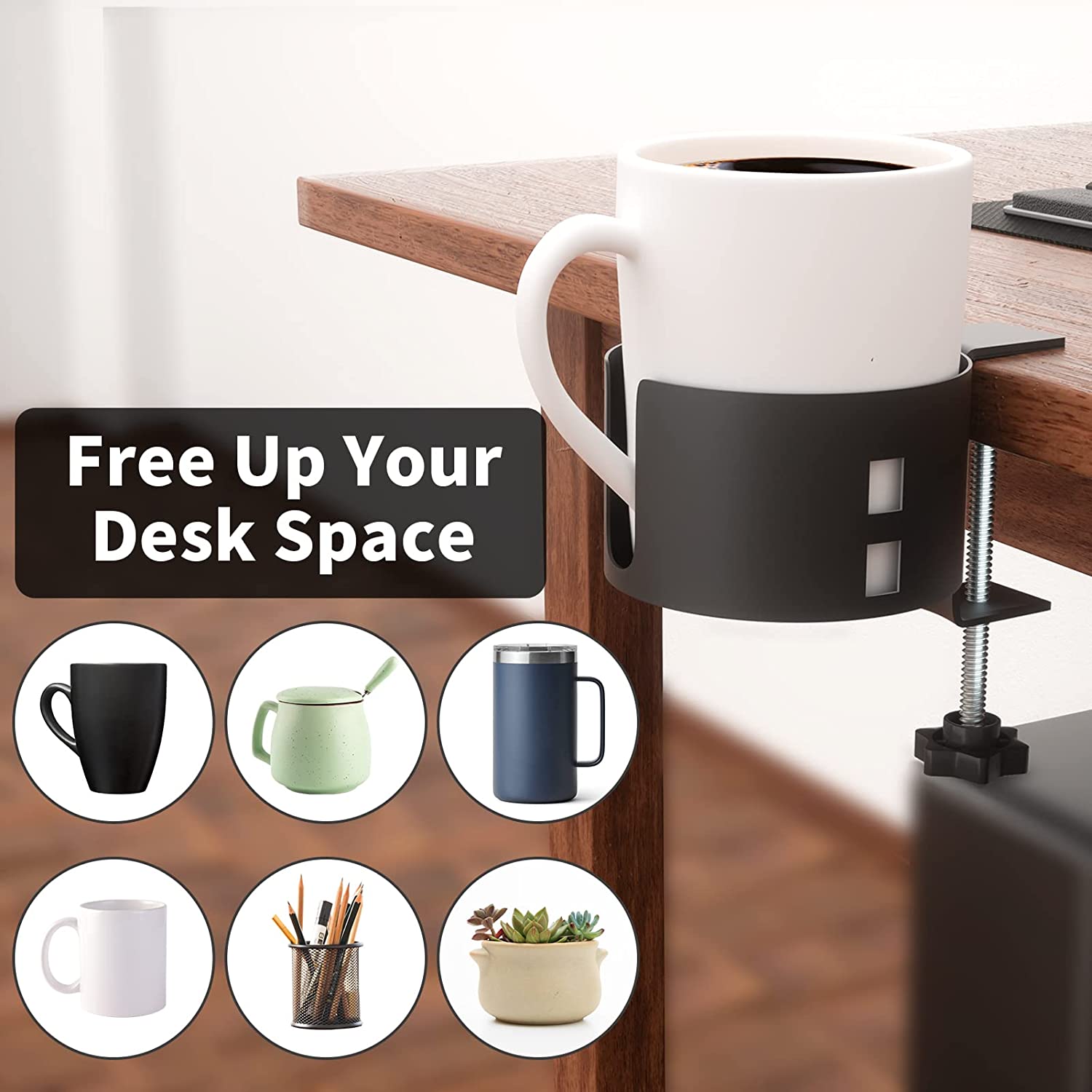 Anti-Spill Desk Cup Holder Durable Metal for Water Bottles and Pencil Pen Storage