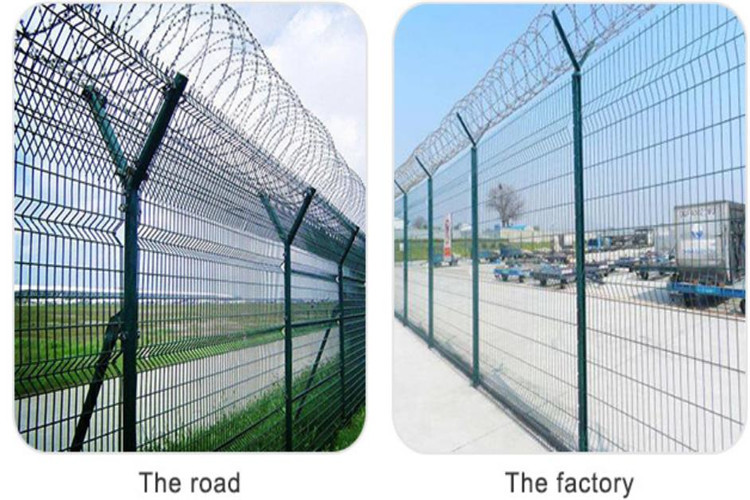 Nuclear Power Station Wire Mesh Fence With Razor Barbed Wire Anti Climb Security Wire Mesh Fence
