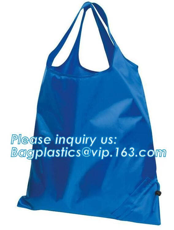 Recycled Foldable Nylon Polyester Tote Bag with logos polyester shopping bag Custom advertising handle non woven bag PAC