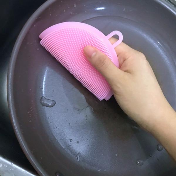 Antimicrobial Silicone Kitchen Dish Sponge Dishwasher Washing Scrub Vegetable