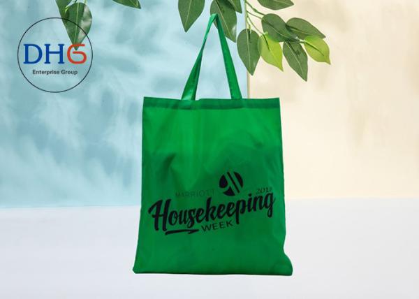 Green Polyester Tote Bags Silk Screen Printing Advertising Suitable Carrier