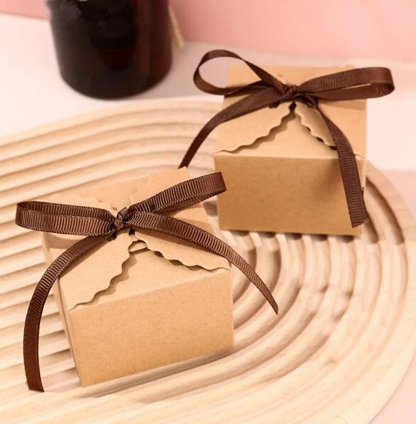 ribbon closure kraft flat pack gift box