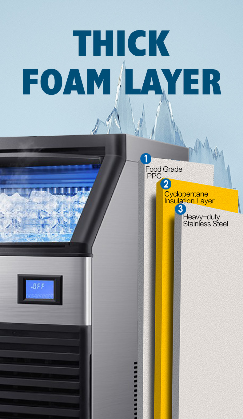 80kg Automatic Water Flowing Vertical Bolck Cube Ice Maker Making Machine