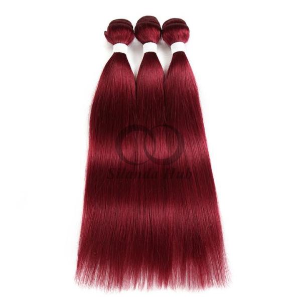 Burgundy Straight Remy Human Hair Bundles Sew In Weave Bundles Brazilian Bundle