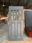 Gray Glass HDF Melamine Wooden Door Solid Wood RoHS Approved