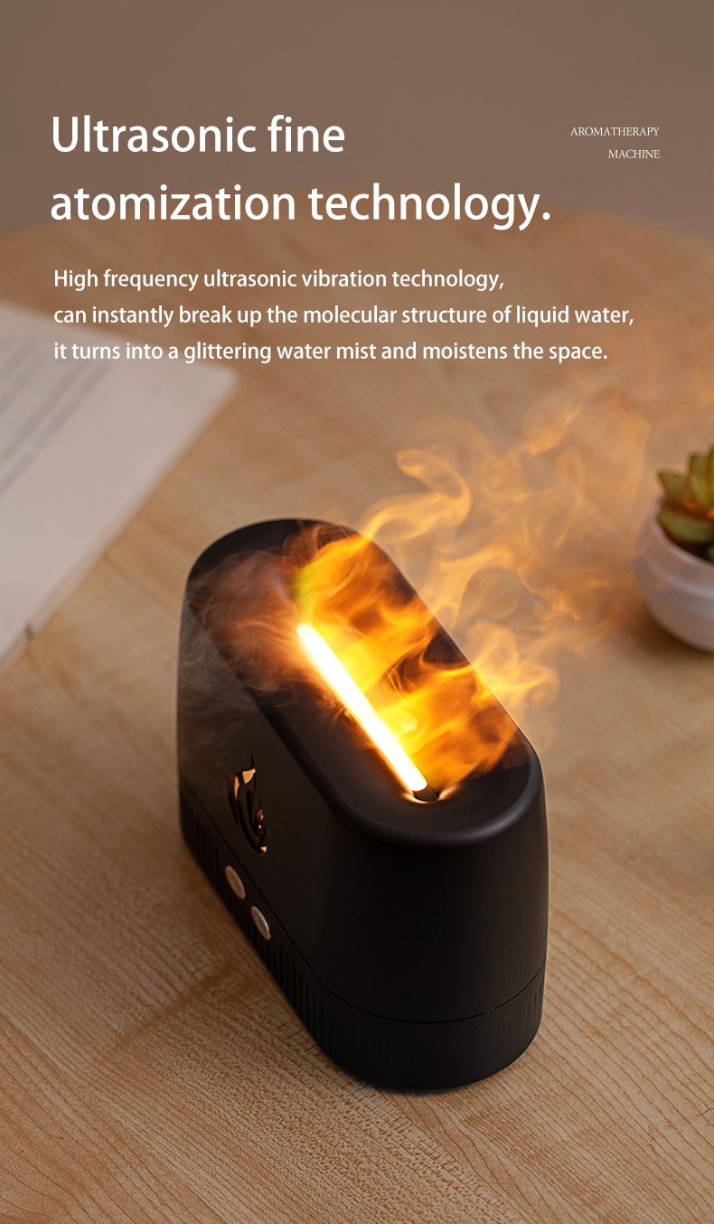 HOMEFISH 230ML Aromatherapy Ultrasonic Flame Aroma Diffuser With Warm Light