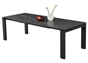 Quality Tempered Glass Stone Look Dining Table Black Leg Ideal For Courty Yard wholesale