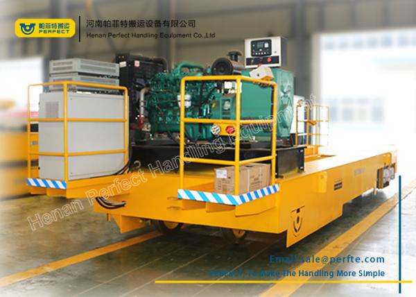 Steel Structure Flat Industrial Transfer Trolley , Solid Rail Transport Van with