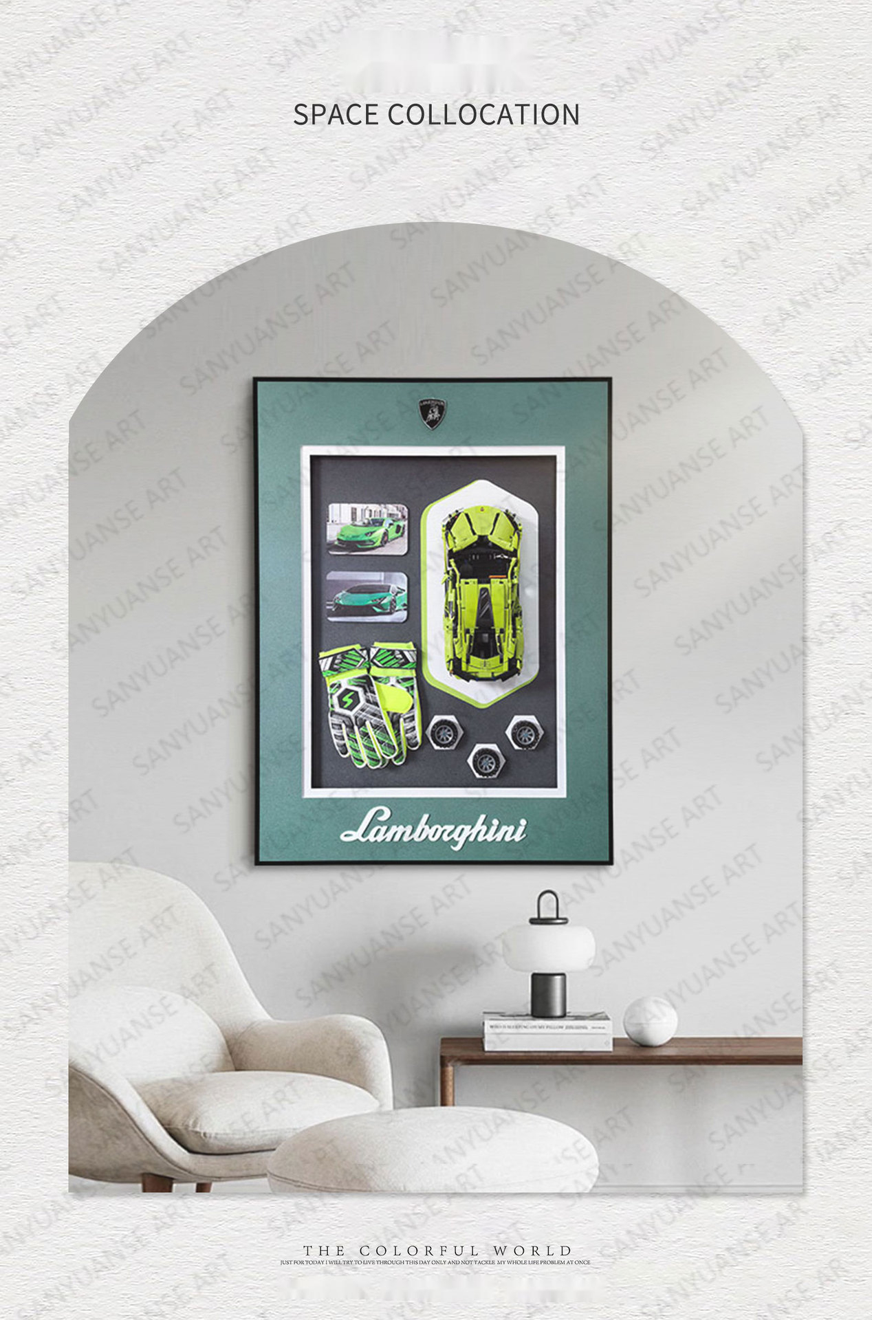 Single-Piece Package Building Block Sports Car Wall Display Frame Customizable Styles