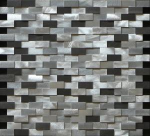 Quality Black and silver rectangle mosaic metal no gap different height 3D effect wholesale