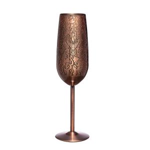 Quality Unbreakable Stainless Steel Champagne Glasses 200ml Copper Goblet Baroque Style Wine Cup wholesale