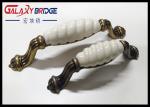 Brass Plated Ceramic Handles And Knobs 128mm Elegance Style porcelain Furniture