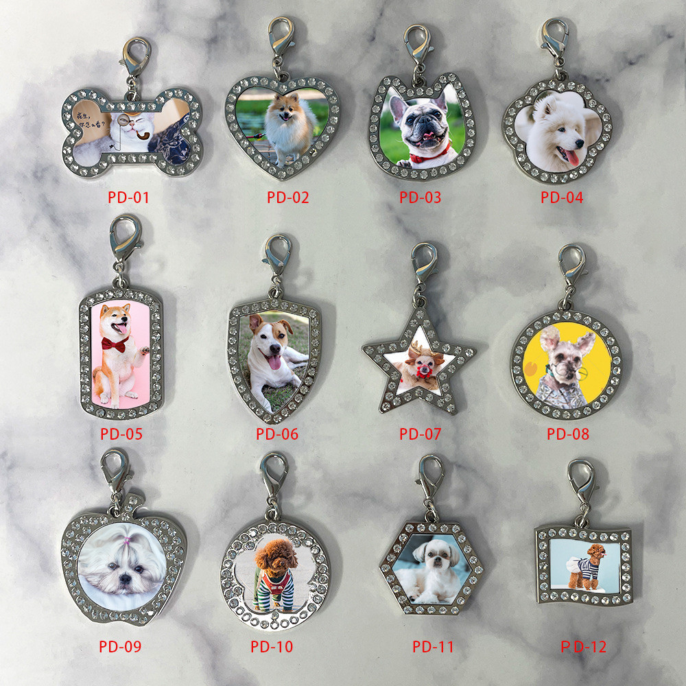 Personalized Aluminum Metal Dog Tag Sublimation Blanks With Diamonds