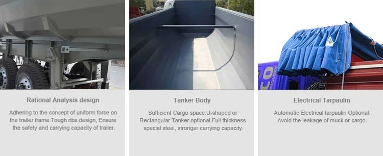12r22.5 Tire HYVA Cylinder 40T Truck Dump Trailer