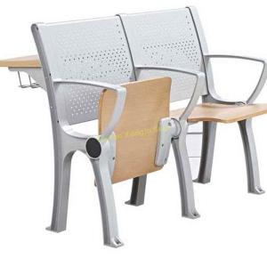 Quality Plywood Metal University College Classroom Furniture / Foldable School Desk And Chair Set wholesale