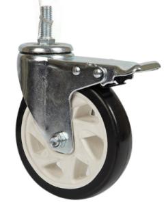 Quality 125mm Stem Casters Urethane Casters Double Locking Casters Galvanized Zinc wholesale