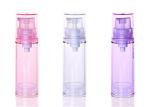 Pink Purple AS Plastic Airless Pump Dispenser , Clear Plastic Cap Airless Serum