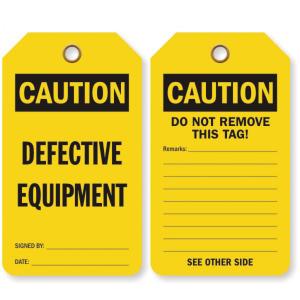 Quality Plastic Caution Tag Vinyl Rectangle Yellow Safety Tag wholesale