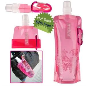 Quality 16oz plastic folding water bag/foldable water bottle/drink bottle wholesale