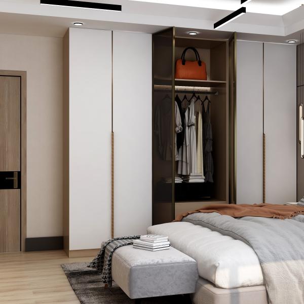 Modern European Style Wooden PANEL Bedroom Furniture Walk In Storage Wardrobe