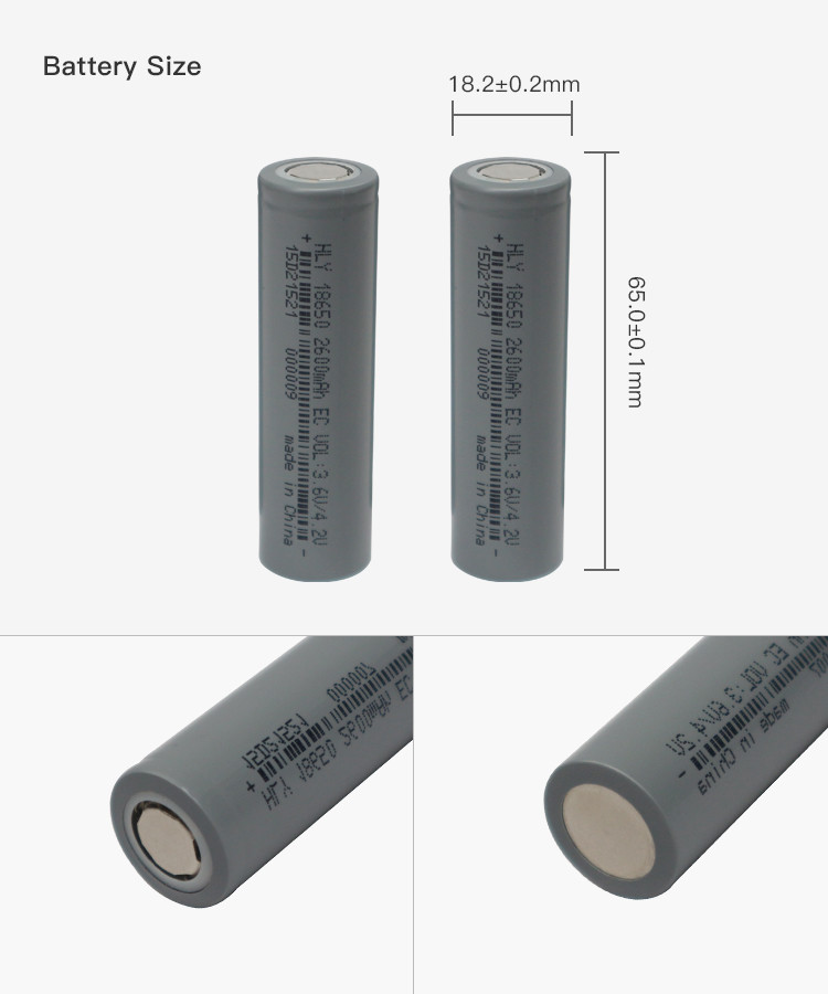 18650 Lithium Ion Battery Cell Pack 3.6V 2600mah Rechargeable For Energy Storage