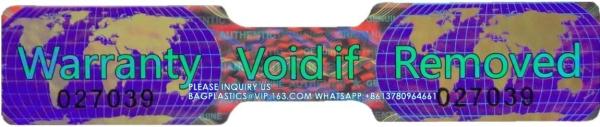 Hologram Tamper Proof Stickers. Tamper Evident Tape. Warranty Void If Removed.