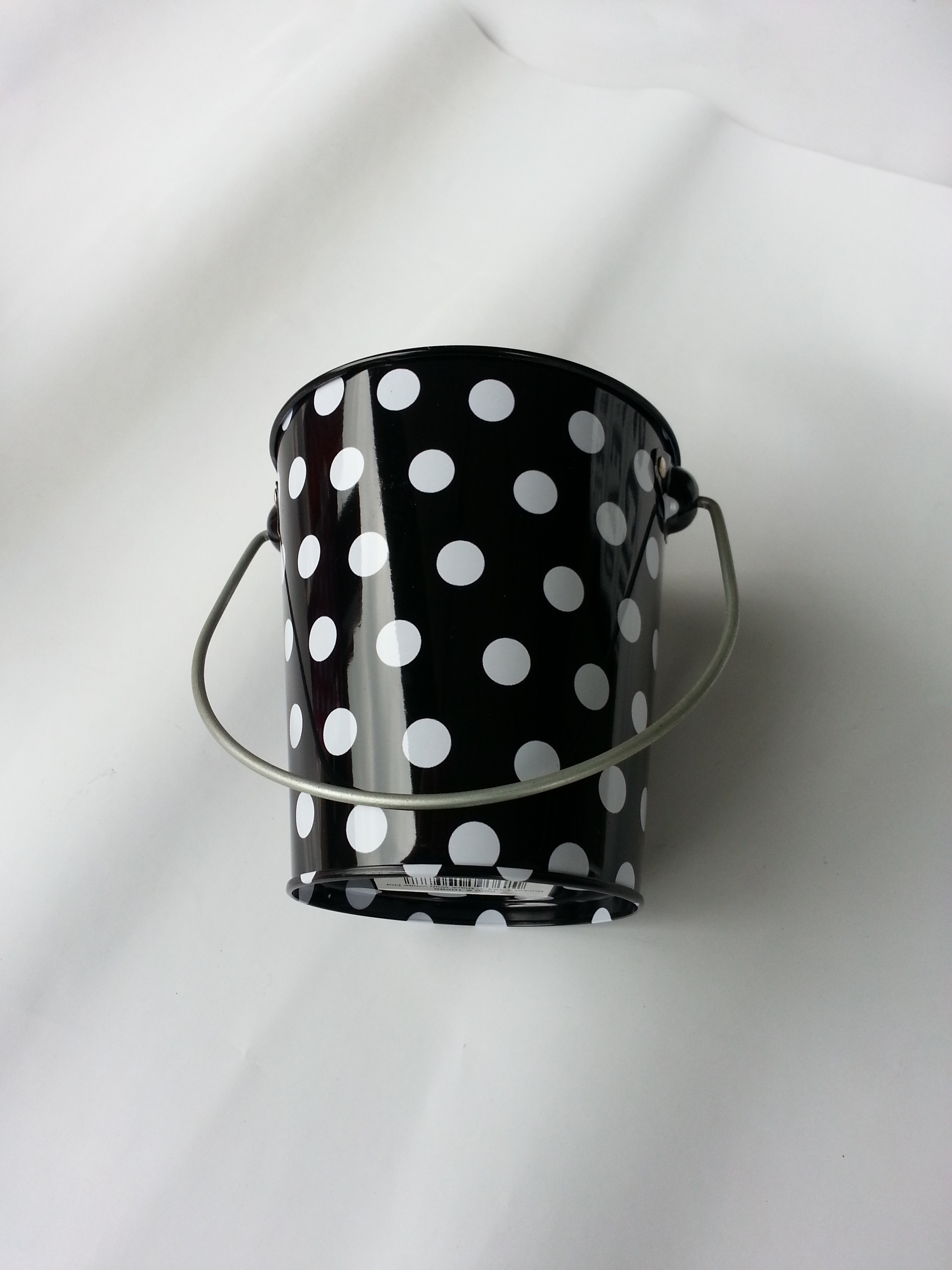 Black Metal Tin Bucket Tinplate 0.2 - 0.35mm With White Dots