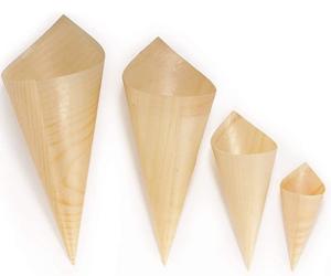 Quality 80mm Pine Small Wooden Disposable Serving Cone For French Fry Appetizers 100 Pack wholesale