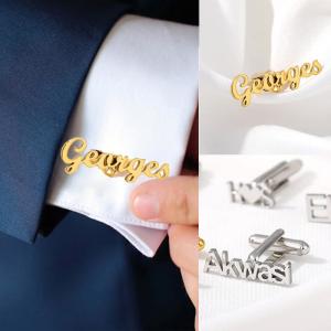 Quality Engraved Monogram Custom Cufflinks Personalized Silver for Wedding Present wholesale