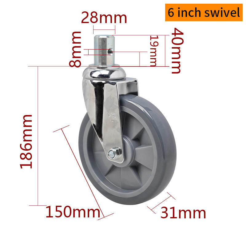 6 Inch 150mm Industrial Castors And Wheels Chrome Coating 5726S-77