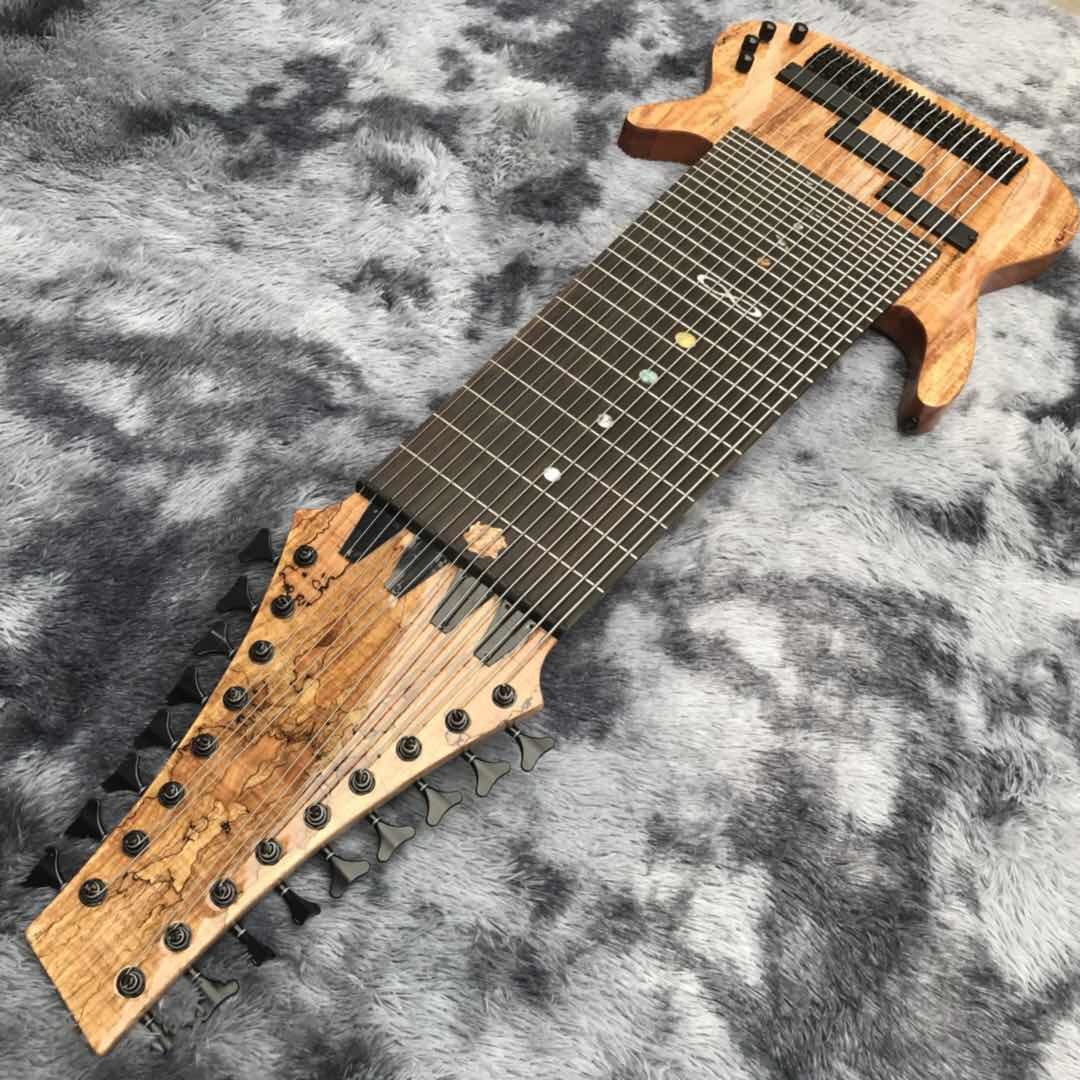 Grand 17 strings bass guitar mahogany body neck rosewood fingerboard wireless inlay logo and shape can be customized