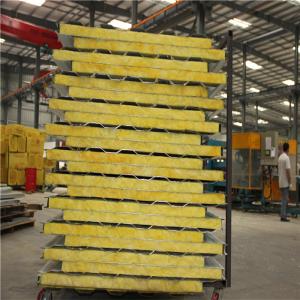 Quality low metal roofing cost insulated 50mm glass wool roofing panel with 0.376mm steel sheet wholesale