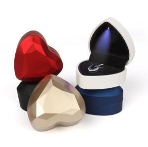 Quality baking varnish Heart Shaped Jewelry Box Painted Rubber With Small LED Light wholesale