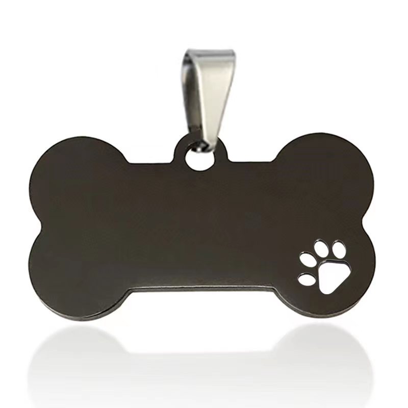 Carved Stainless Steel Dog ID Tags 2cm-6cm SS Dog Tag Black Blue