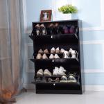 Living Room Black 105cm Solid Wood Shoe Rack