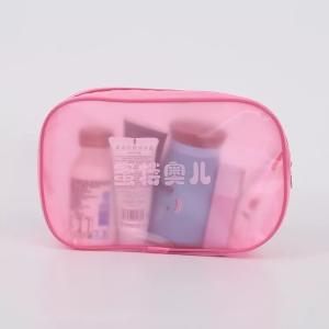 Quality Pink Makeup PVC Plastic Bag With Magic Tape And String Craft Sewing Surface wholesale