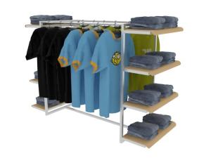 Quality Wooden Steel Clothing Display Racks Industrial Clothing Rack 1600*90081350mm wholesale