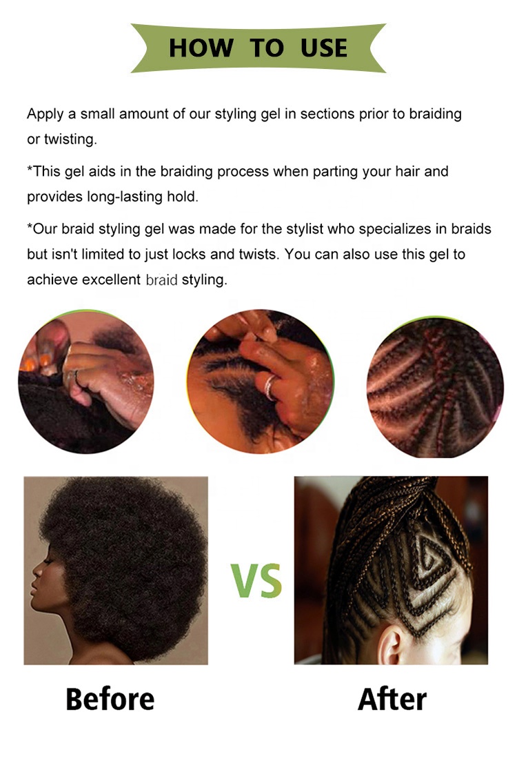 Custom Logo Hair Gel Strong Hold Styling Edge for All Ages No Flake Braid Conditioning