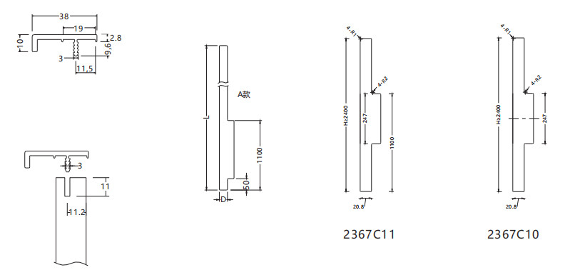 RCR2367 Aluminium Door Hidden Pull Handles for Living Room