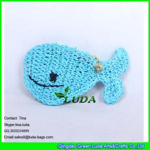 Quality LUDA cute coin purse fashion fish shape paper string crochet straw clutch bag wholesale