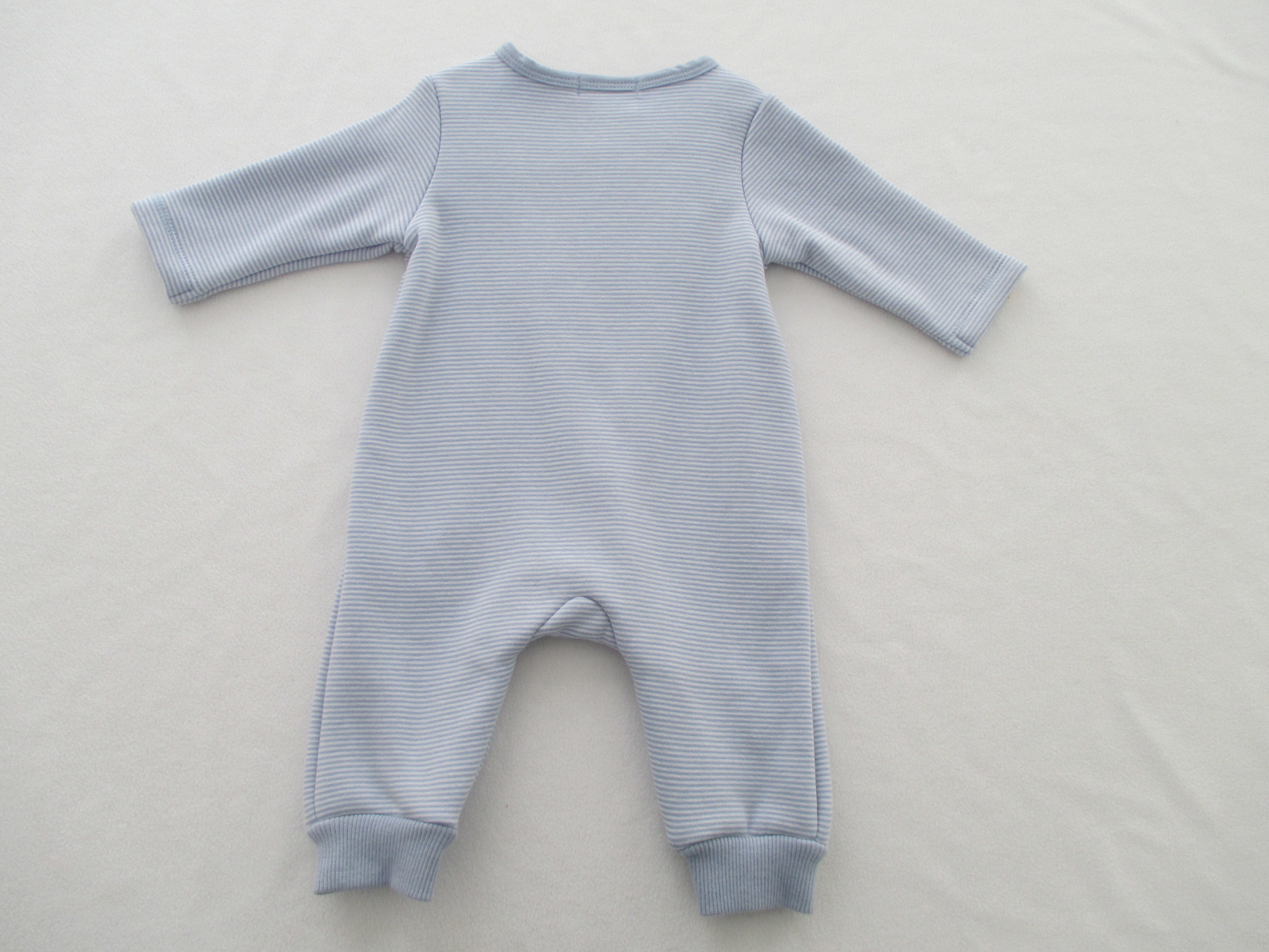 Baby Yarn Dyed Warm 350g Knitted Romper Boy Front Opening With Zipper Soft Blue