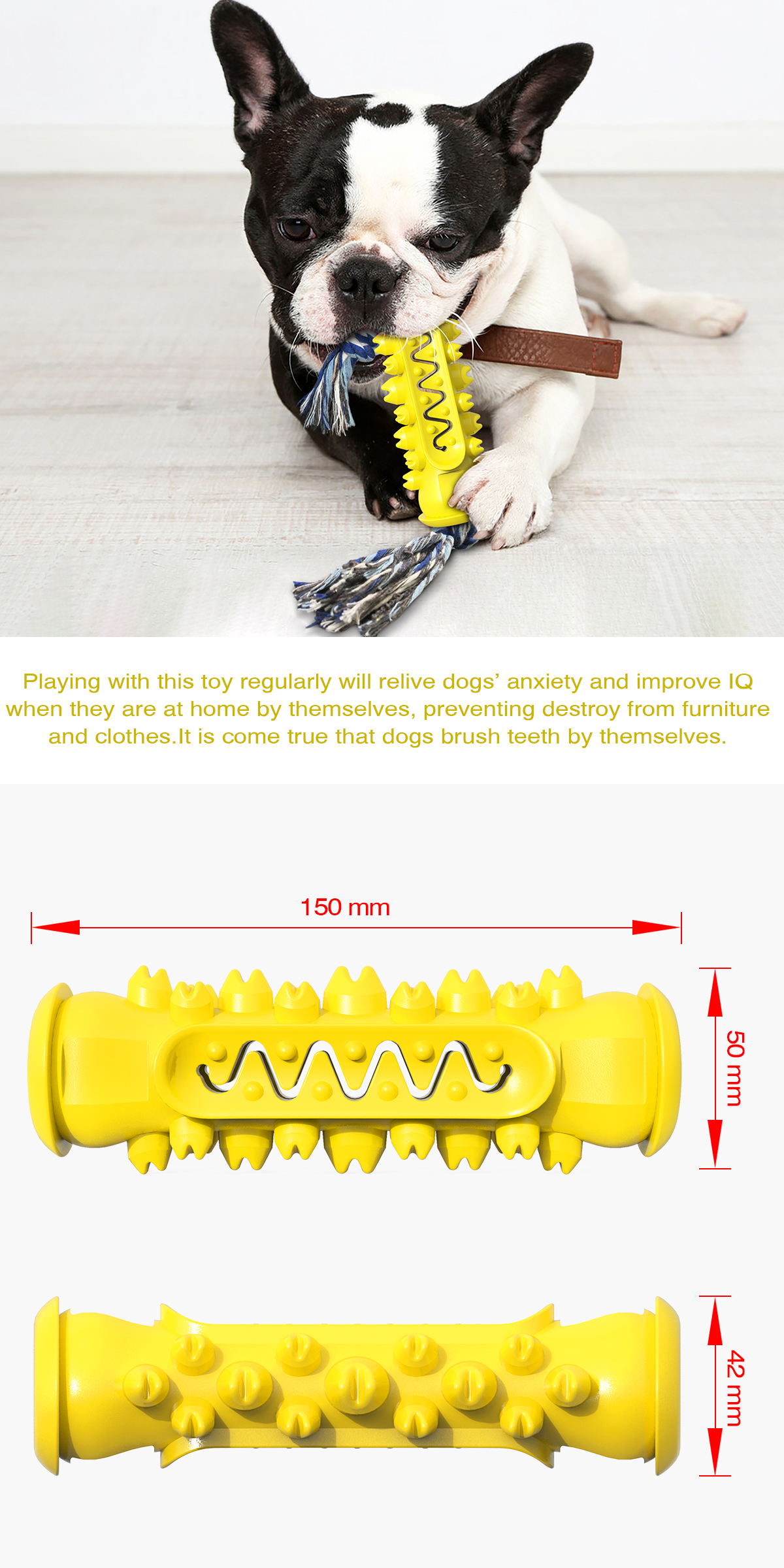 Factory Direct Sale With Rope Single Serrated Molar Stick Pet Dog Teeth Cleaning Dog Training Toy