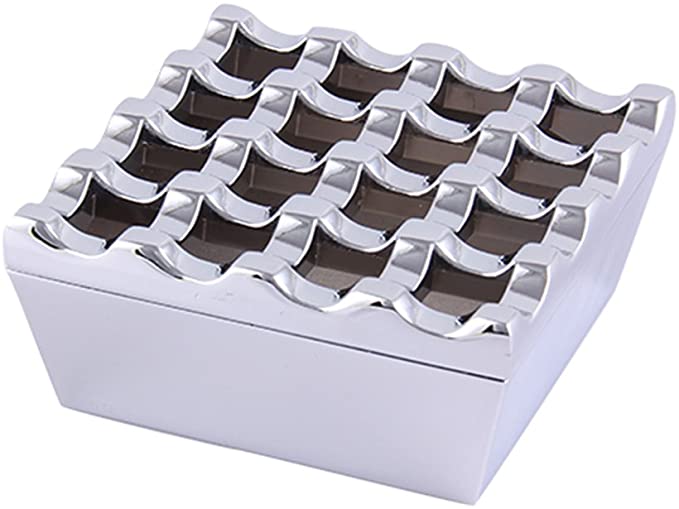 Novelty 16 Grids Stainless Steel Square Cigarette Ashtray
