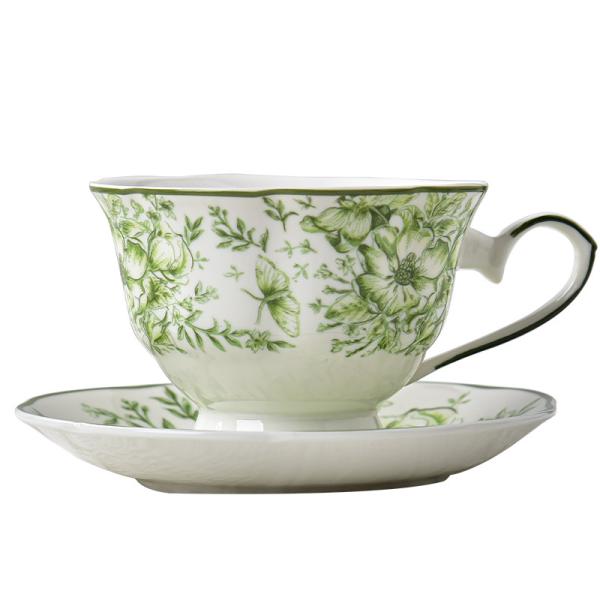 Porcelain Tea Cup And Saucer Set With Spoon French Vintage Floral Design 200ml