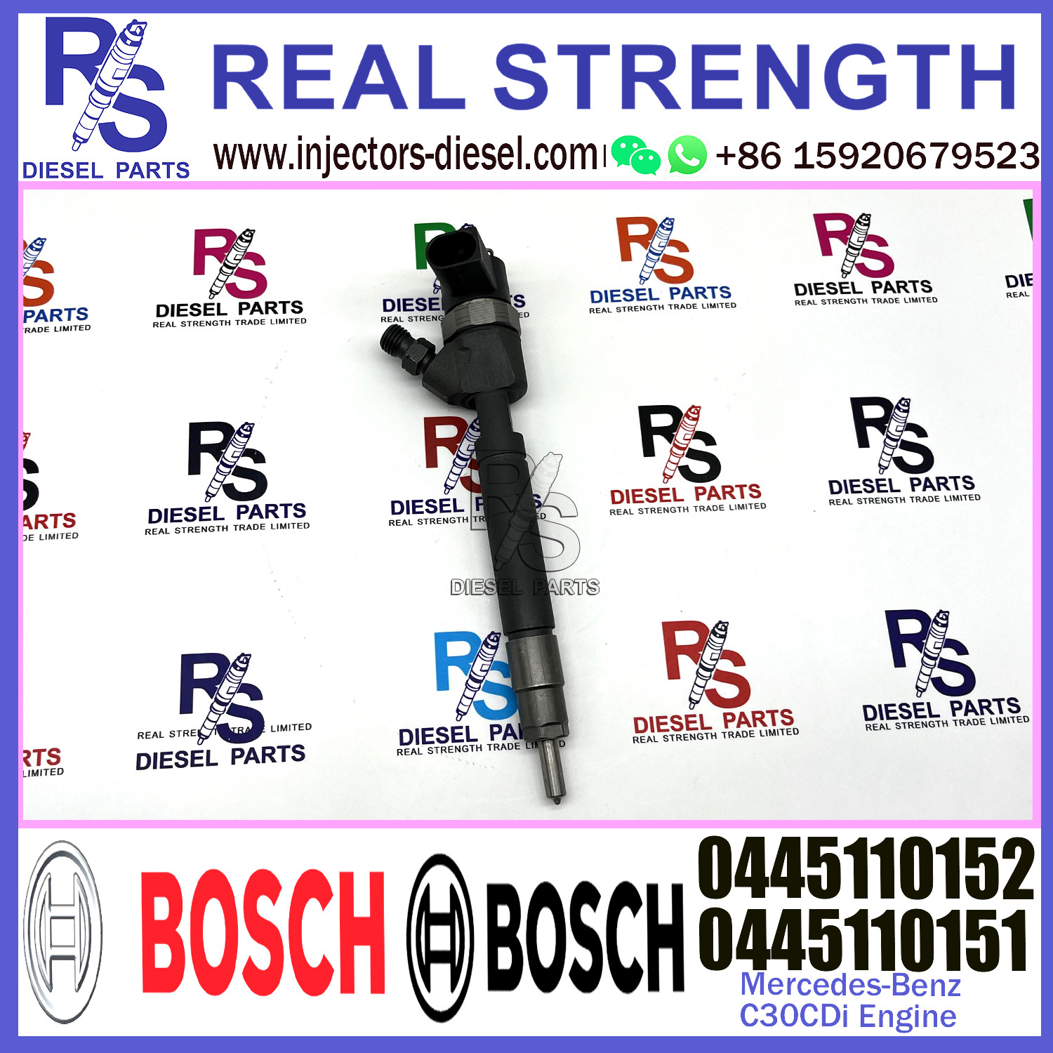 BOSCH 0445110152 0445110151 Diesel Fuel Common Rail Injector A6120700287 0445110152 For Mercedes-Benz C30CDi Engine