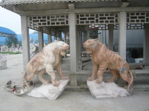 Quality Pink marble lions sculpture with base wholesale