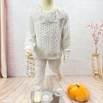 Autumn Children Clothing Sets Casual Long Sleeve Long Pants Suit Ruffle Neck